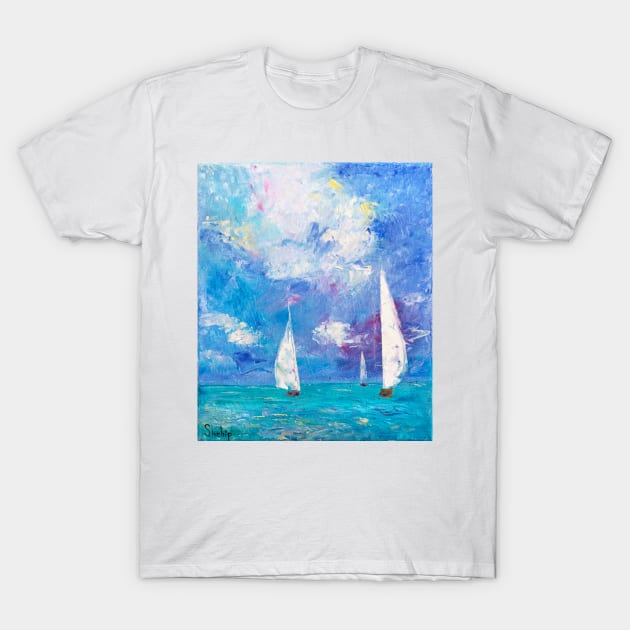 Sailboats on the Mediterranean T-Shirt by NataliaShchip